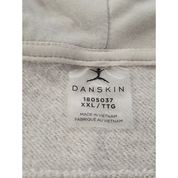 Danskin Half Zip Mixed Rib Cozy Hoodie Thumbhole Kangaroo Pocket Cream Women XXL - Picture 10 of 14